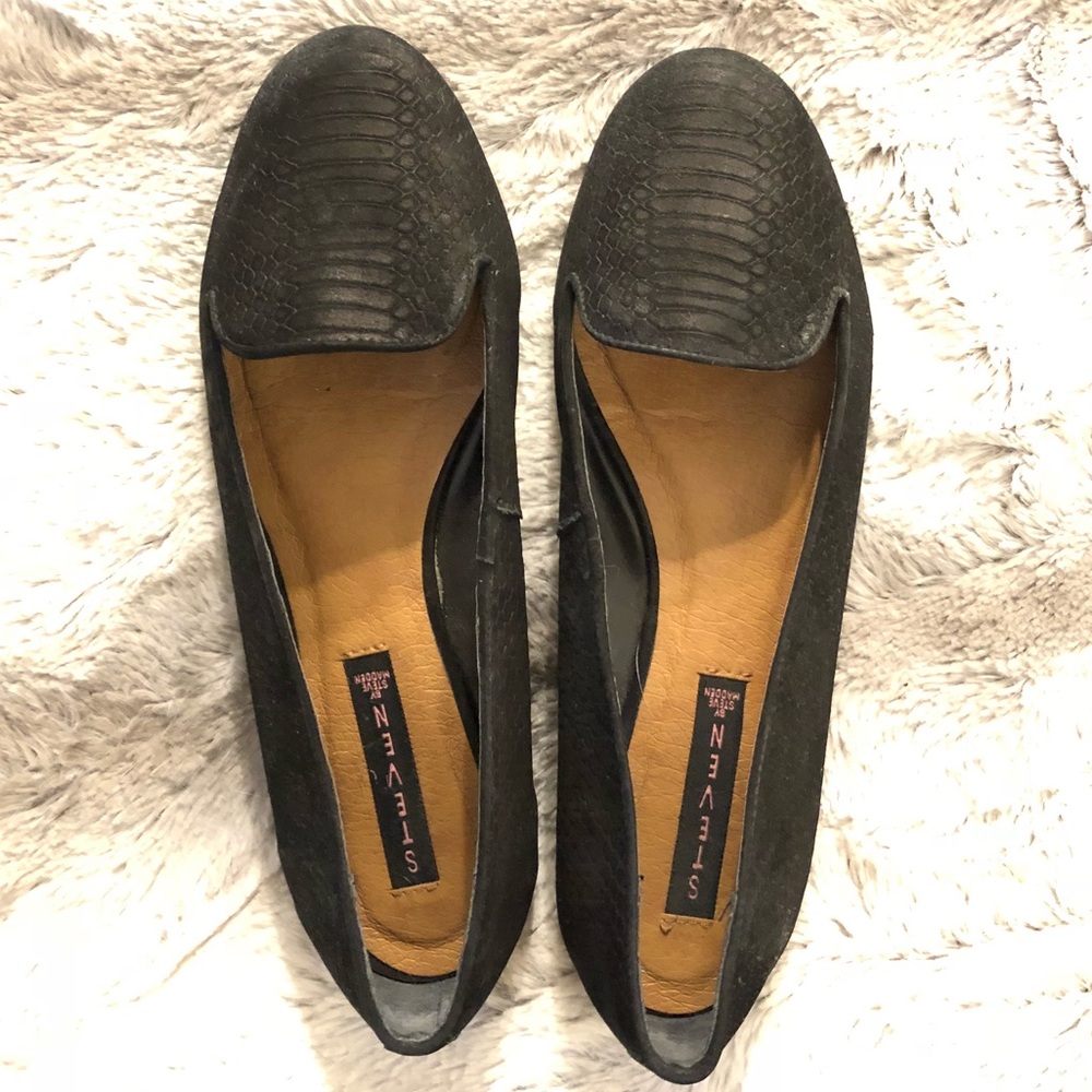 Steven Keaton Nubuck Leather Flats, Black